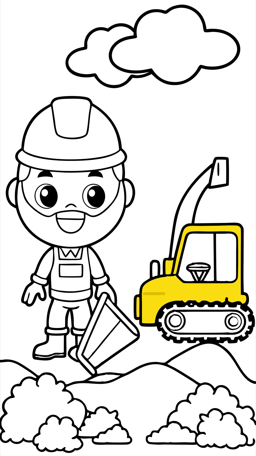 Página para colorear de la excavadora Blippi